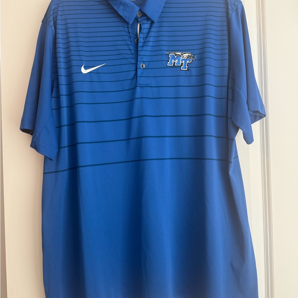 MTSU Nike Men's Polo Shirt in Blue with Stripes - new, never worn.